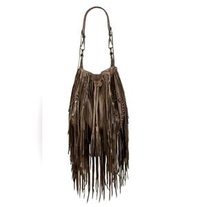 All Saints brown leather fringe bag. No flaws perfect condition.